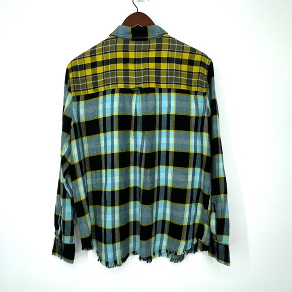 Rails Brando Sky Mixed Plaid Fringe Flannel Soft Button Up Shirt Size Large - Picture 8 of 16